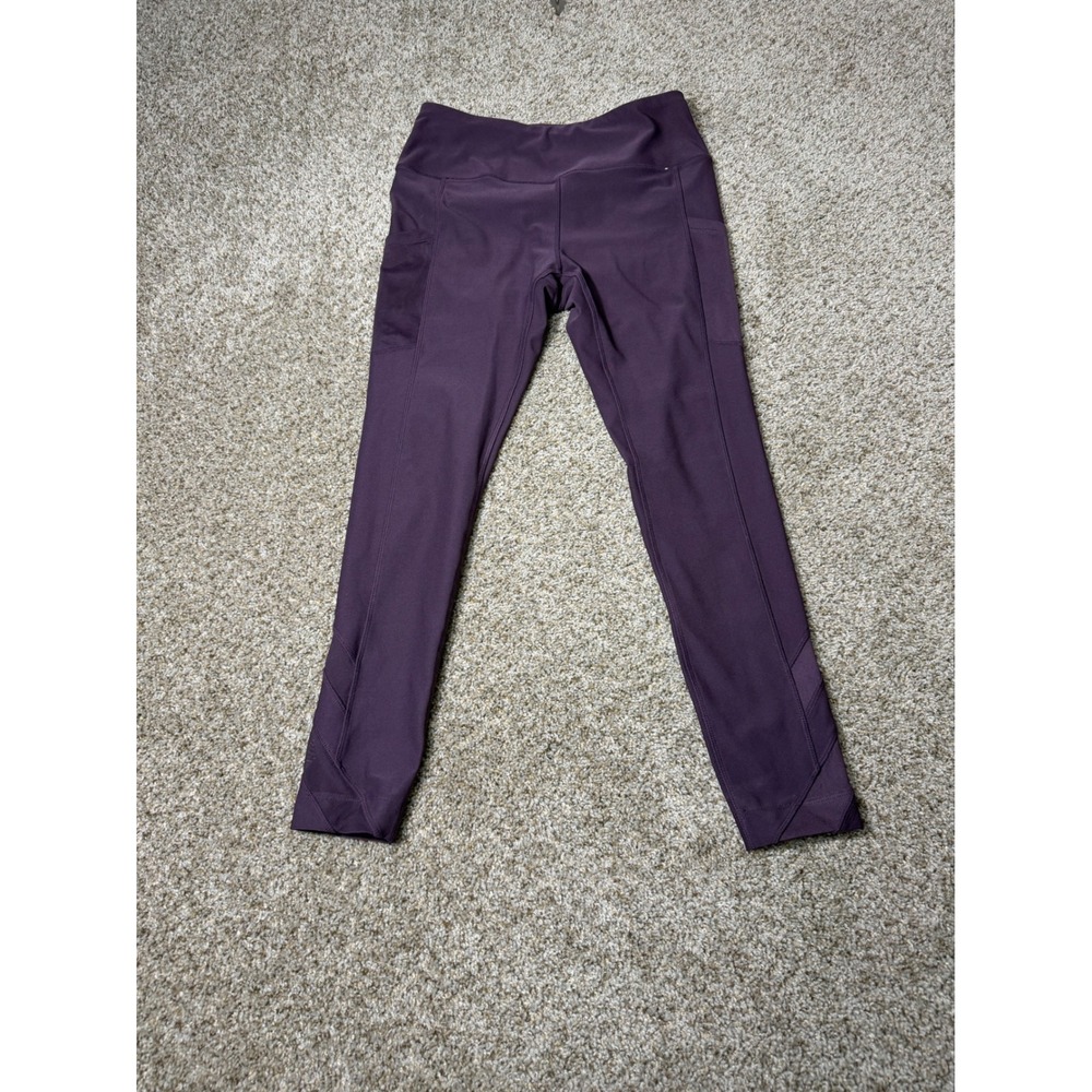 Mondetta Womens Purple Mesh Pocket High Waisted Athletic Leggings Size Medium